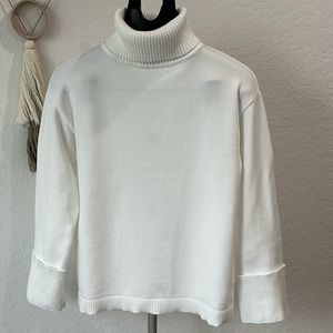 ENGLISH FACTORY Wide Turtleneck and Cuffs Sweater in Soft White